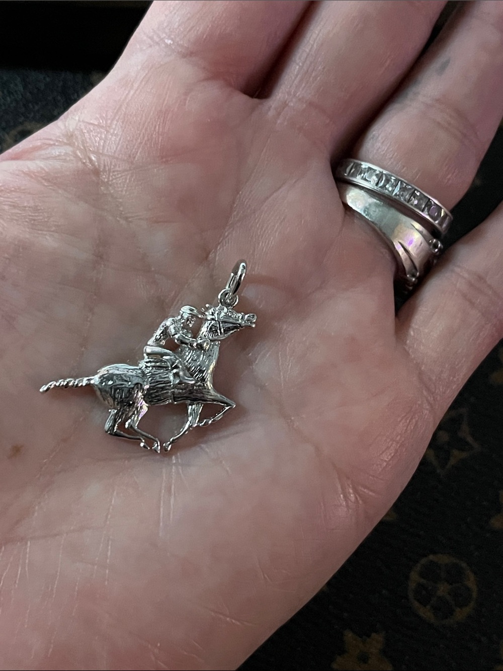 Vintage Sterling Horse and Rider Pendant